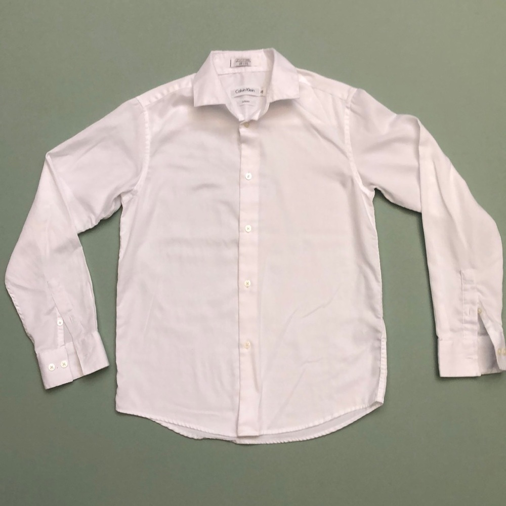 Calvin Klein Sateen Long sleeves Shirt Boys Size 12 white